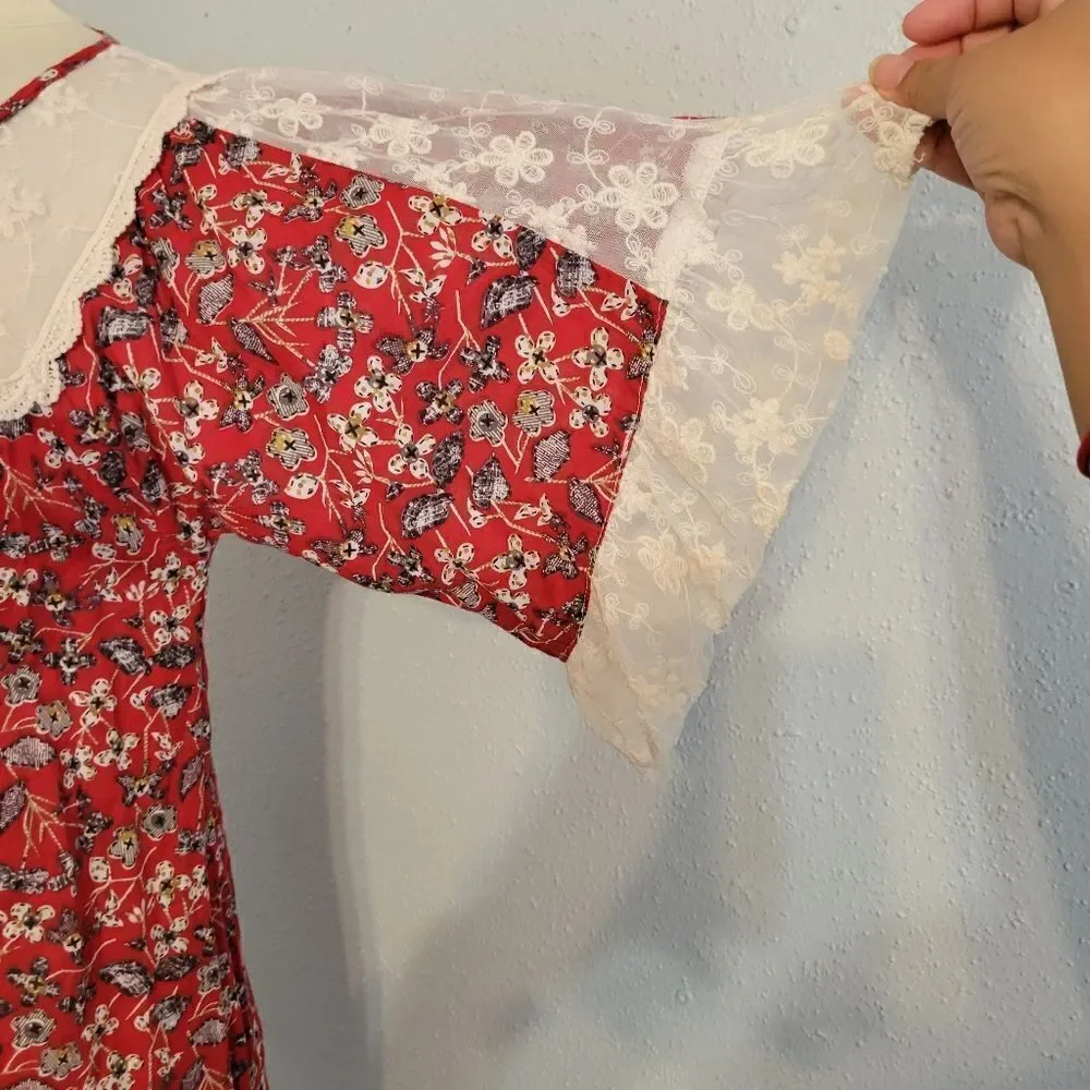 Hayden red floral peasant mini dress sz Small - Picture 6 of 13